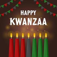 diseño plano feliz kwanzaa saludos ilustración vector