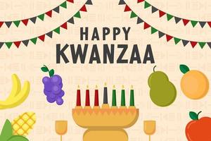 kwanzaa feliz en la ilustración de fondo de diseño plano vector