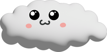 White cloud cartoon character crop-out png