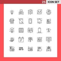 25 Universal Line Signs Symbols of emots adoration couple web data Editable Vector Design Elements