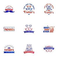 Happy fathers day 9 Blue and red vintage retro type font Illustrator eps10 Editable Vector Design Elements