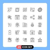 Stock Vector Icon Pack of 25 Line Signs and Symbols for expense consumption discount safe folder gdpr Editable Vector Design Elements