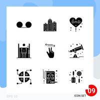 Modern Pack of 9 Icons Solid Glyph Symbols isolated on White Backgound for Website designing Creative Black Icon vector background