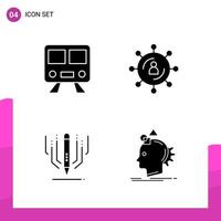 Glyph Icon set Pack of 4 Solid Icons isolated on White Background for responsive Website Design Print and Mobile Applications Creative Black Icon vector background