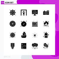Pack of 16 creative Solid Glyphs of celebrity retro camera dmca protection photography antique camera Editable Vector Design Elements