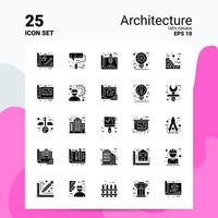 25 Architecture Icon Set 100 Editable EPS 10 Files Business Logo Concept Ideas Solid Glyph icon design vector