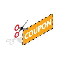 Coupon code icon, isometric 3d style vector