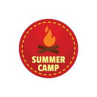 Summer camp fire logo, flat style vector