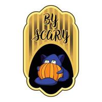 logotipo de halloween de miedo, estilo de dibujos animados vector