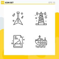 Collection of 4 Universal Line Icons Icon Set for Web and Mobile Creative Black Icon vector background