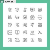 Mobile Interface Line Set of 25 Pictograms of finance problem wedding information ddos Editable Vector Design Elements