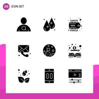 Glyph Icon set Pack of 9 Solid Icons isolated on White Background for responsive Website Design Print and Mobile Applications Creative Black Icon vector background