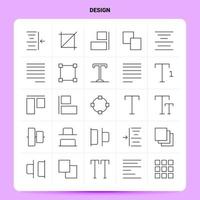 esquema 25 conjunto de iconos de diseño diseño de estilo de línea vectorial conjunto de iconos negros paquete de pictogramas lineales ideas de negocios web y móviles diseño ilustración vectorial vector