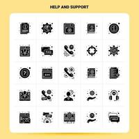 Solid 25 Help And Support Icon set Vector Glyph Style Design Black Icons Set Web and Mobile Business ideas design Vector Illustration