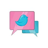 Bird on a speech bubble icon, cartoon style vector