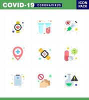 Coronavirus awareness icons 9 Flat Color icon Corona Virus Flu Related such as seconds medical lab location virus viral coronavirus 2019nov disease Vector Design Elements