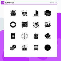 Set of 16 Commercial Solid Glyphs pack for printer gadget baywatch devices security Editable Vector Design Elements