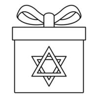 Jewish gift box icon, outline style vector