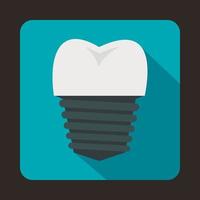 Tooth implant icon, flat style vector