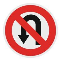 Uturn prohibited icon, flat style. vector