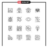 16 User Interface Outline Pack of modern Signs and Symbols of tetris games robotics competition mind Editable Vector Design Elements