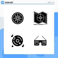 Modern 4 solid style icons Glyph Symbols for general use Creative Solid Icon Sign Isolated on White Background 4 Icons Pack Creative Black Icon vector background