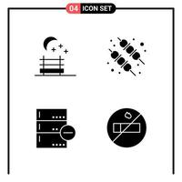 Set of 4 Solid Style Icons for web and mobile Glyph Symbols for print Solid Icon Signs Isolated on White Background 4 Icon Set Creative Black Icon vector background