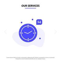 Our Services Time Love Wedding Heart Solid Glyph Icon Web card Template vector