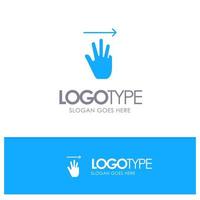 Hand Hand Cursor Up Right Blue Solid Logo with place for tagline vector