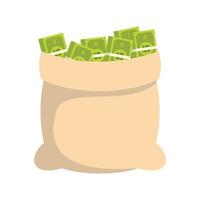 icono de dinero de bolsa grande, estilo plano vector