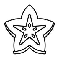 Cutted carambola icon, outline style vector