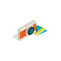 Camera and photos icon, isometric 3d style vector