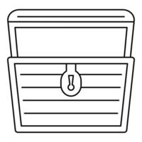Open treasure chest icon, outline style vector