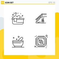 Collection of 4 Universal Line Icons Icon Set for Web and Mobile Creative Black Icon vector background