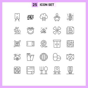 25 Universal Lines Set for Web and Mobile Applications change tie career office woman Editable Vector Design Elements
