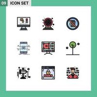 paquete de iconos de vector de stock de 9 signos y símbolos de línea para teléfono inteligente móvil evitar elementos de diseño de vector editables de teléfono de interfaz