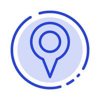 geo ubicación ubicación mapa pin línea punteada azul icono de línea vector