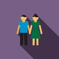 Young couple icon, flat style vector