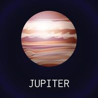 Jupiter planet icon, cartoon style vector