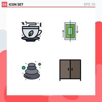 Group of 4 Filledline Flat Colors Signs and Symbols for tea hot food data relax Editable Vector Design Elements
