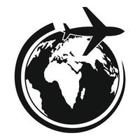 Plane on earth icon, simple style. vector