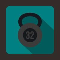 Kettlebell 32 kg icon, flat style vector