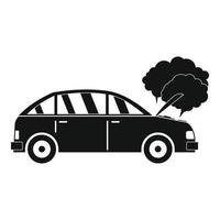 Car in smoke icon, simple style vector