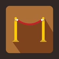 Red barrier rope icon, flat style vector