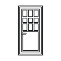 Wooden door with glass icon, outline style vector