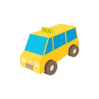 icono de taxi amarillo, estilo de dibujos animados vector