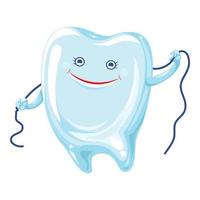 Tooth floss icon, cartoon style vector