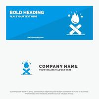 Bonfire Campfire Camping Fire SOlid Icon Website Banner and Business Logo Template vector