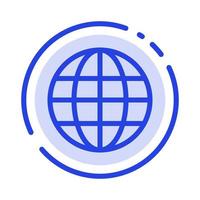 World Globe Map Internet Blue Dotted Line Line Icon vector