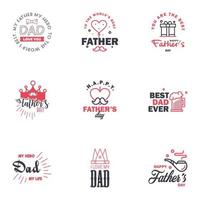 Happy fathers day 9 Black and Pink vintage retro type font Illustrator eps10 Editable Vector Design Elements